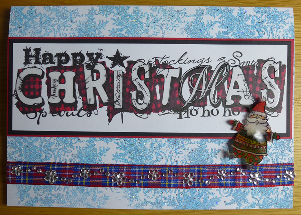 Happy Christmas Card using Woodware Stamps