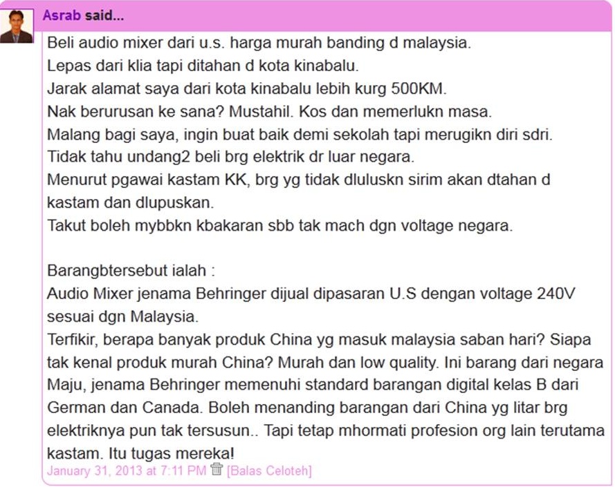 Re : Prosedur dan cara yang perlu dibuat apabila barang 