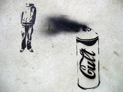 Stencil graffiti spray can