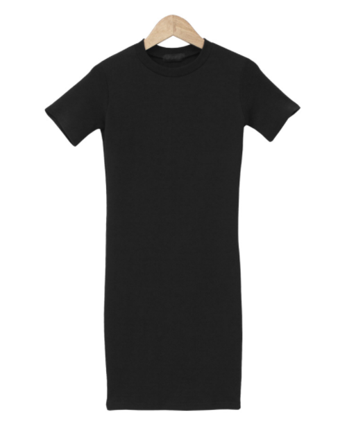 Round Neck Slim Fit Short Sleeve Dress