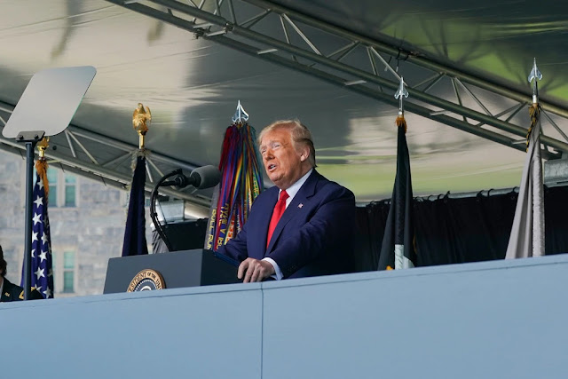  President Donald Trump saluted the service and sacrifice of West Point's graduating class on Saturday