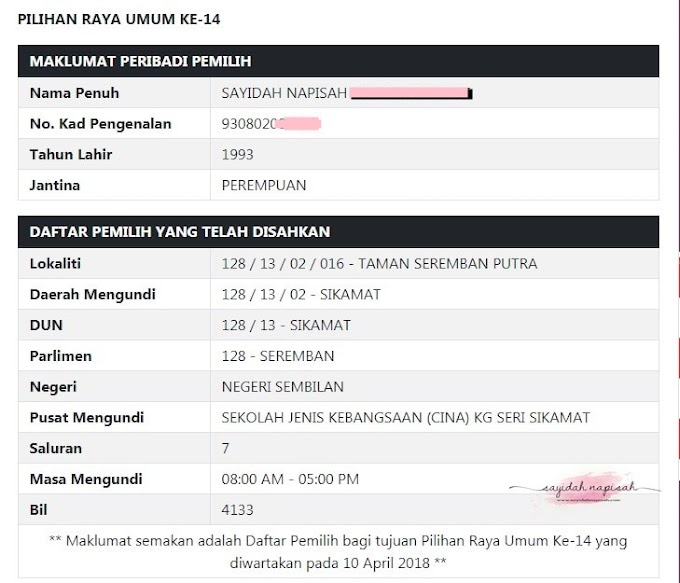 nervous selepas check Pusat Mengundi | SPR Semakan Daftar Pemilih