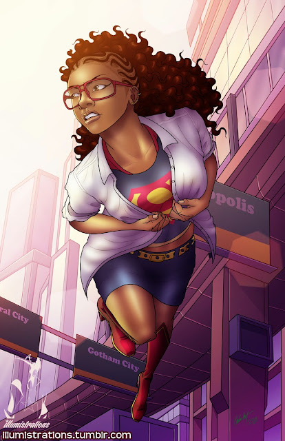 superwoman super woman art sketch illustration drawing supergirl natural hair black african american woman girl superheroes superhero hero heroes illumistrations