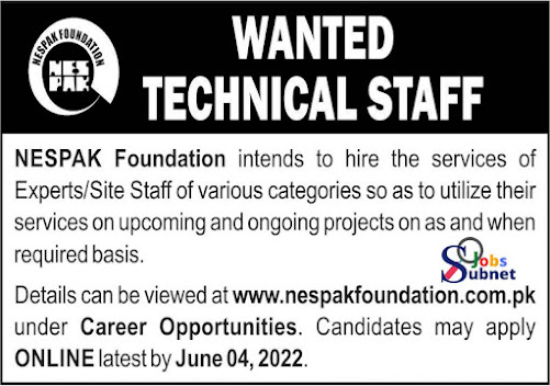 Nespak Foundation Jobs 2022 In Lahore