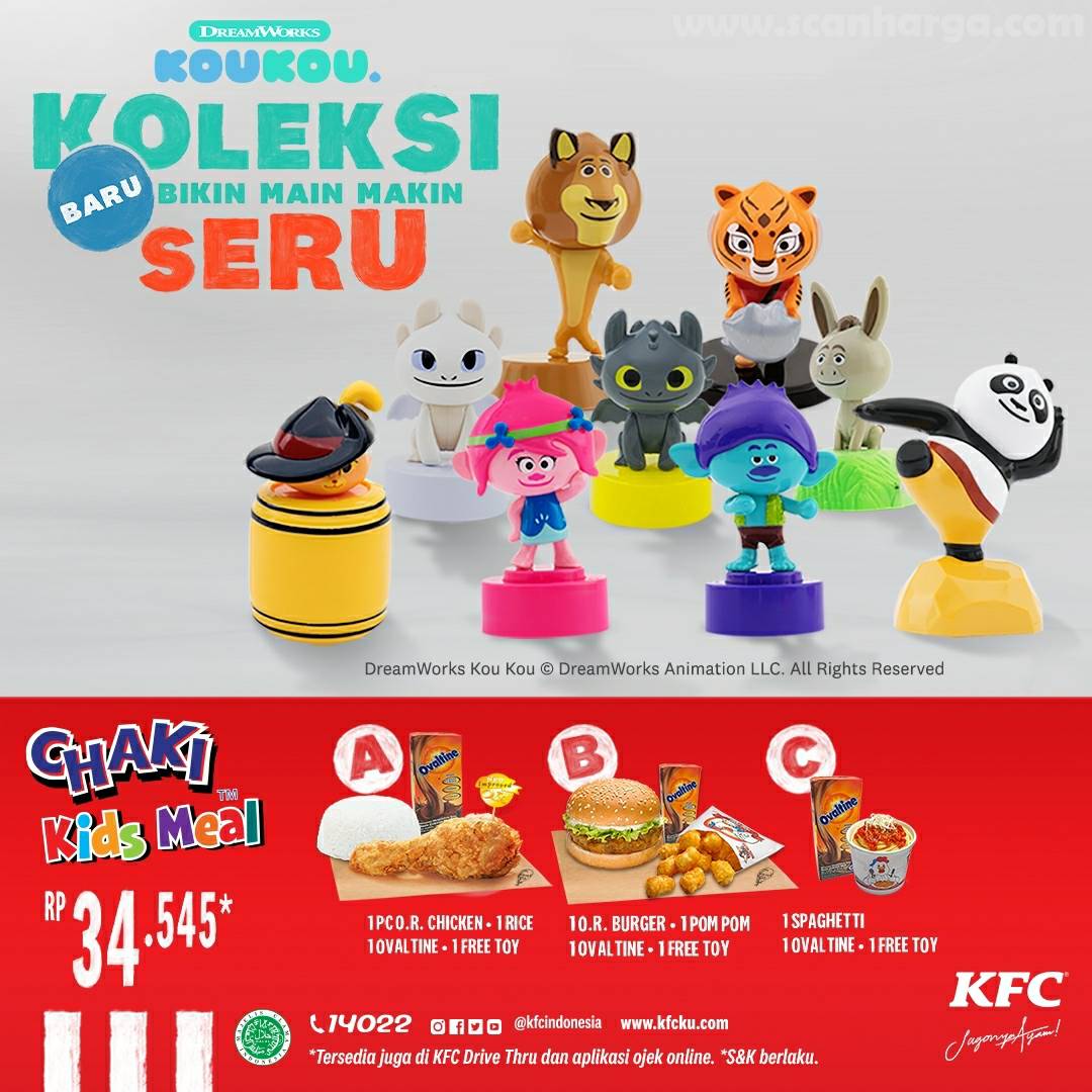 KFC Promo Beli Chaki Kids Meal - Gratis Koleksi DreamWorks Kou Kou