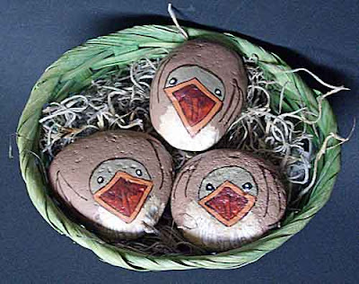 birds, basket, painted rocks, rock painting, Cindy Thomas