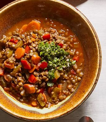 Lentil Stew with Salsa Verde