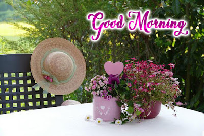 good morning with heart and flowers