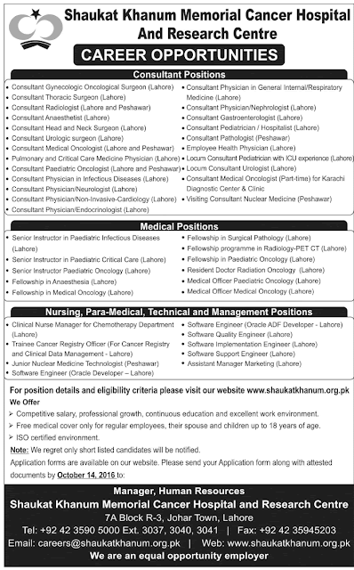 Doctors Jobs in shaukat Khanum Hospital Jobs