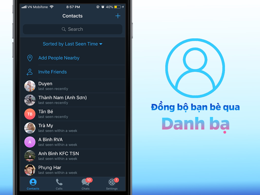 Tự đồng bộ bạn bè thông qua danh bạ