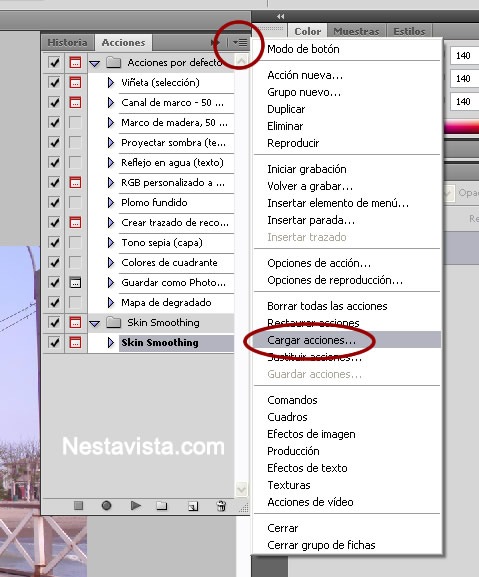 instalar acciones en Photoshop