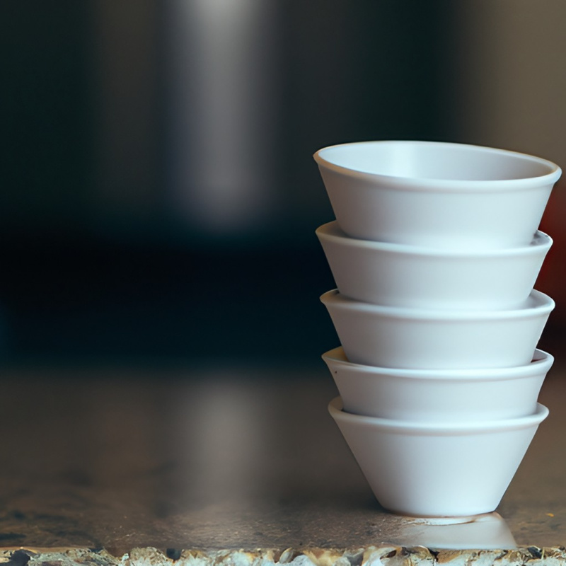 stack of small white cups