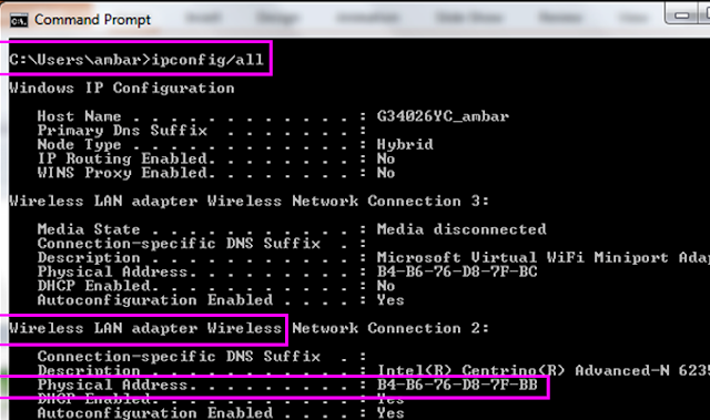 Mengetahui MAC address dari CMD