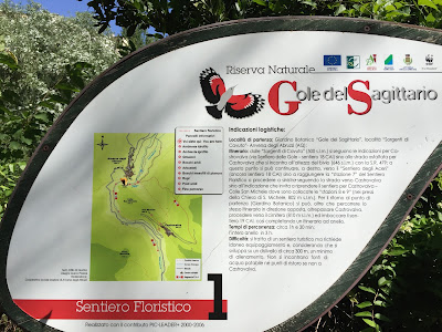 Sign on the Riserva Naturale Gole del Sagittario