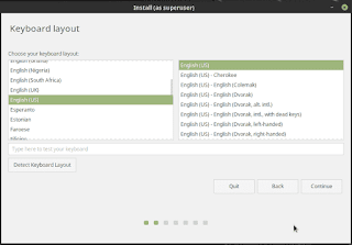 Linux Mint 19 Tara installation choose keyboard language