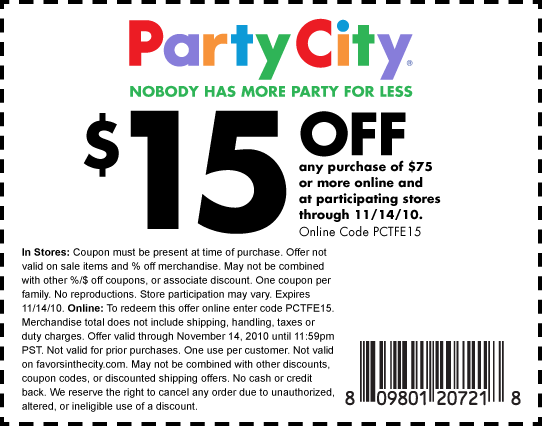 party city coupons printable. Party City coupon