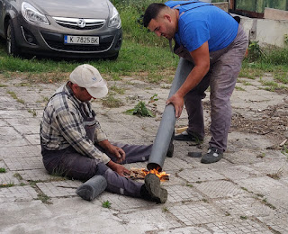 Softening the pipe so it can be stretched