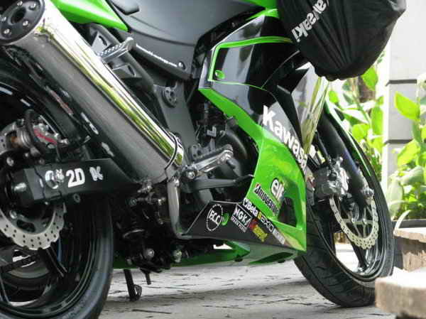 Kawasaki ninja 250 monster energy sticker cutting from the rear