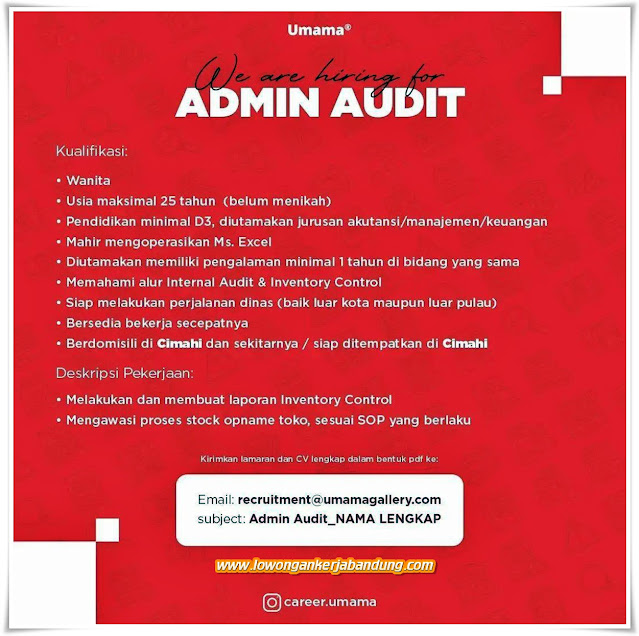 Loker Bandung Staff Admin Audit Umama