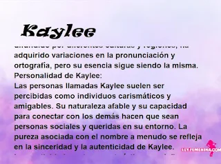 ▷ Significado del nombre Kaylee (✔)