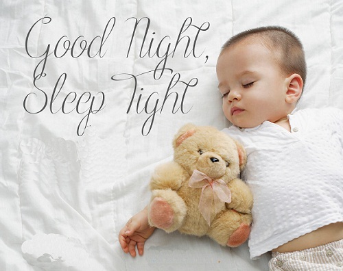 Good Night Sleep Tight Baby Image with Teddy Bear