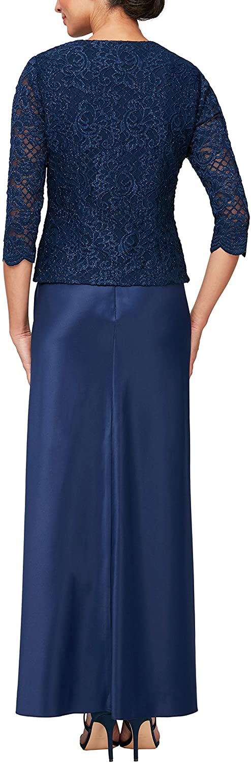 Alex Evenings Women's Plus Size Long A-Line Mock Dress with Jacket