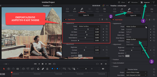 impostazioni fast noise in davinci resolve