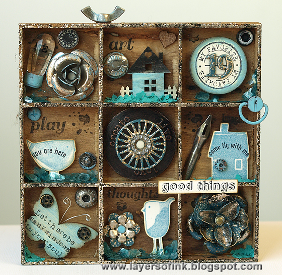 Tiny Stamps and Trinkets Shadow Box - Layers of ink