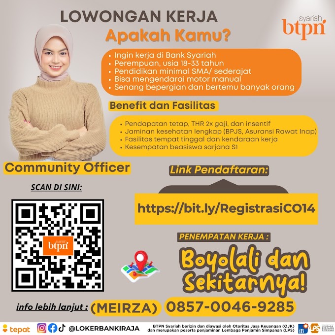 LOKER COMMUNITY OFFICER BANK BTPN SYARIAH