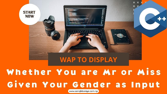 write c program to display whether you are mr or miss given your gender as input