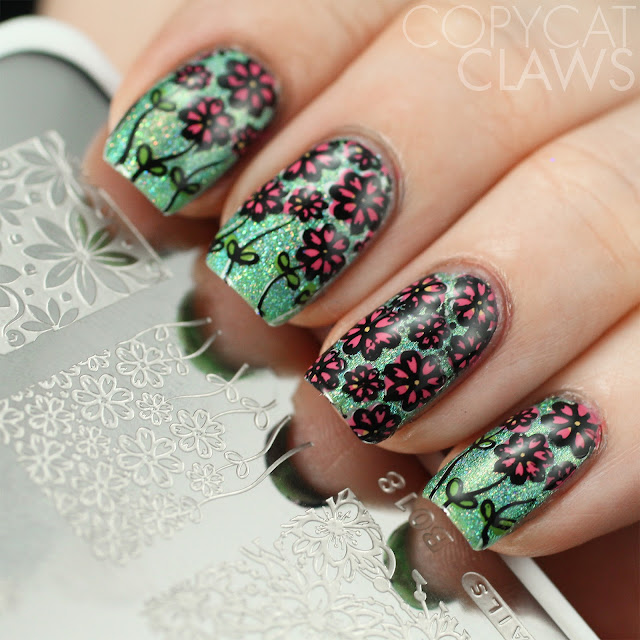 Whats Up Nails B018 Field of Flowers Stamping Plate