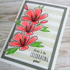 birthday card with Springtime Azalea stamp set from Altenew