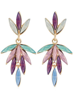 Unique Colored Faux Crystal Floral Drop Earrings