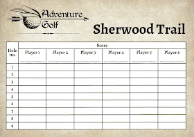 Adventure Golf scorecard from Center Parcs in Sherwood Forest