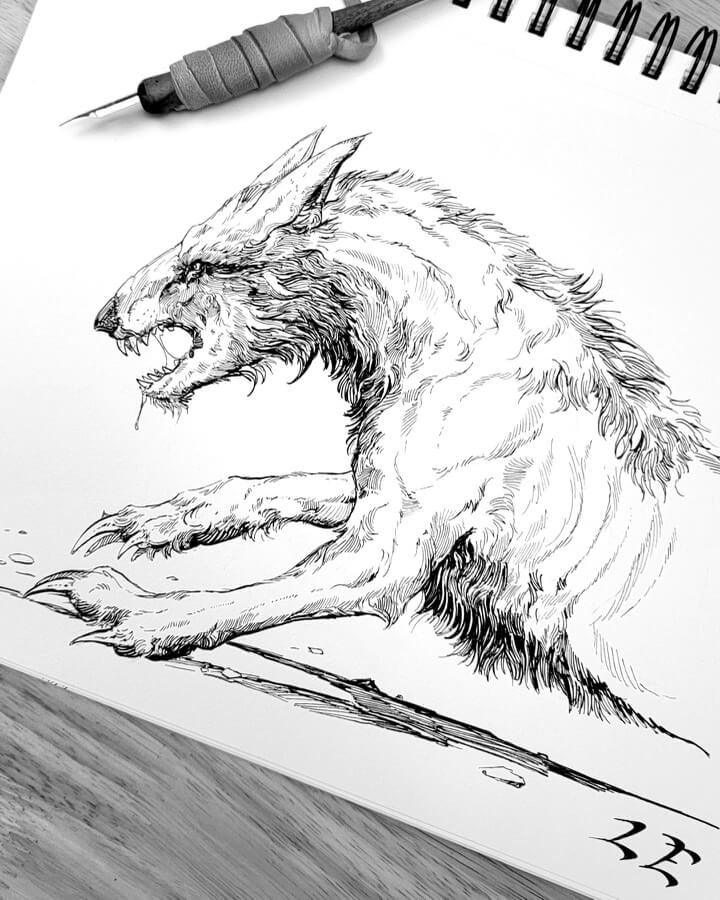 05-The-ancient-wolf-Creature-Drawings-Luke-Eidenschink-www-designstack-co