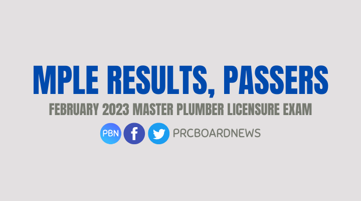 MPLE RESULT: February 2023 Master Plumber board exam list of passers