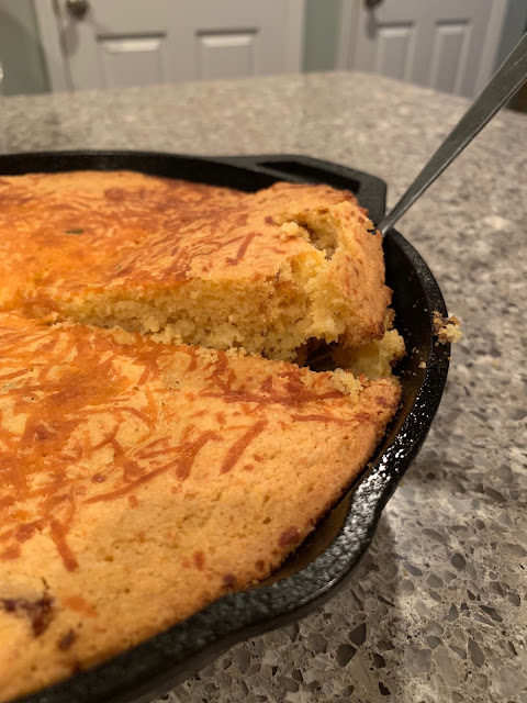 Skillet Cornbread with Bacon, Onion, and Cheddar