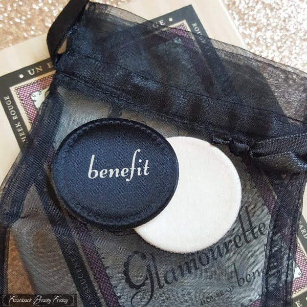 black organza drawstring bag and spare puffs with the BeneFit Glamourette