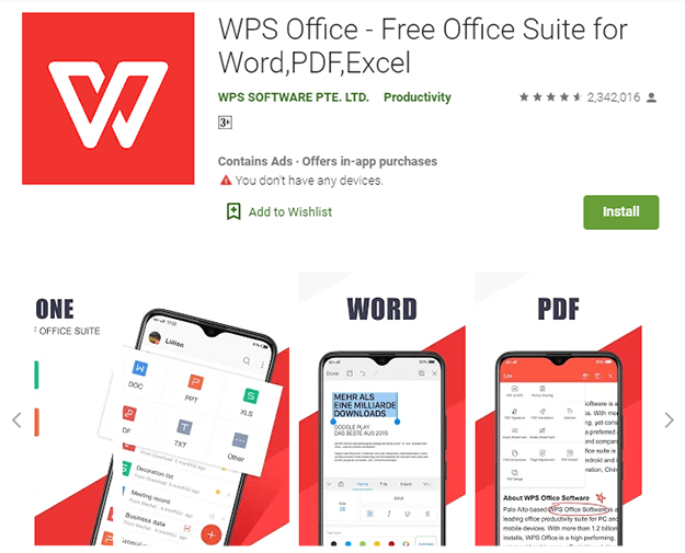 تحويل وورد إلى PDF تحميل تطبيق WPS Office