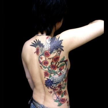Beautifull Flower Tattoo On Back Body Girl