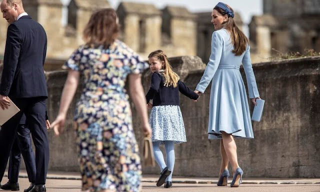 Kate Middleton. Princess Charlotte in Rachel Riley dress. Zara Tindall in LK Bennett polka-dot dress. Soler London dress. Peter Pilotto dress