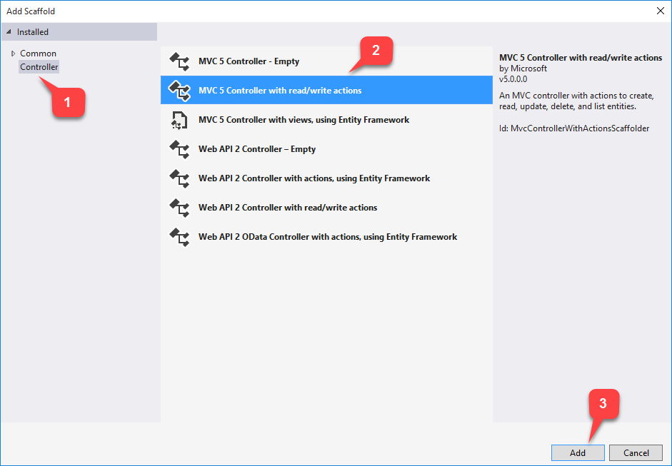 MVC 5 Controller with read/write actions