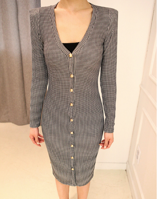 Checkered Slim Fit Long Cardigan