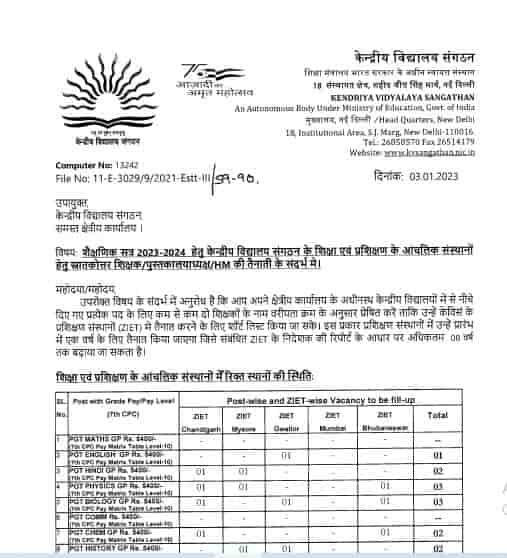 CENTRAL SCHOOL TEACHING STAFF VACANCY 2023 | केंद्रीय विद्यालय दिल्ली द्वारा विभिन्न शैक्षणिक पदों की वेकेंसी