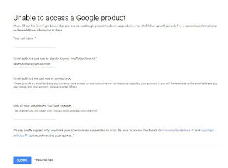  YouTube account suspension appeal 2018