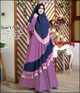 Baju Gamis Pesta Polos NITAMI SYAR'I Kombinasi Warna