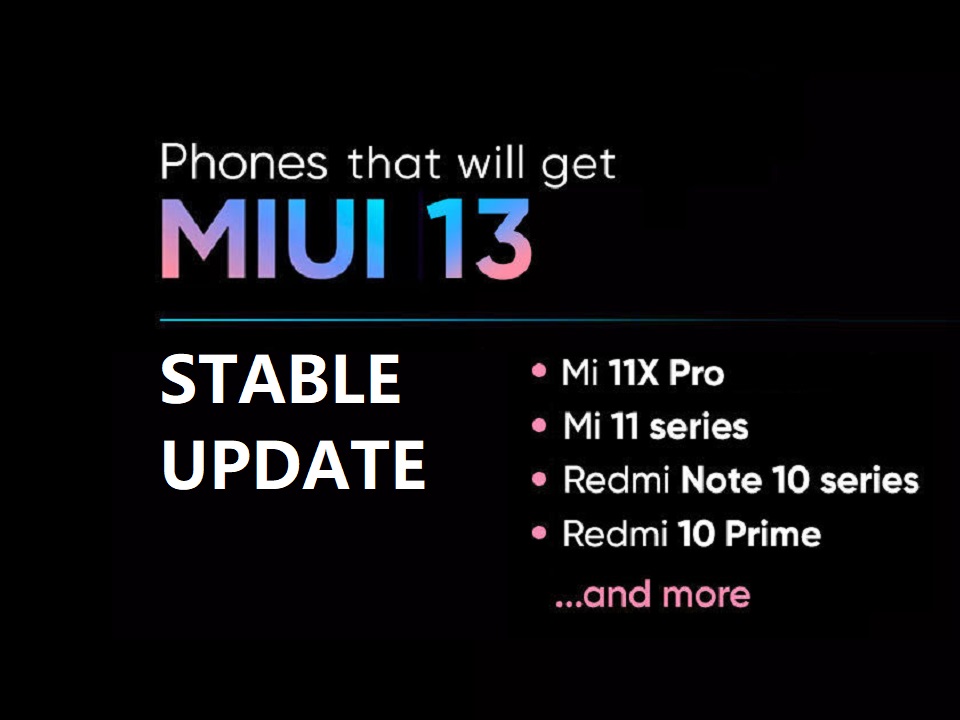 List of Xiaomi devices that will update to MIUI 13 stable update