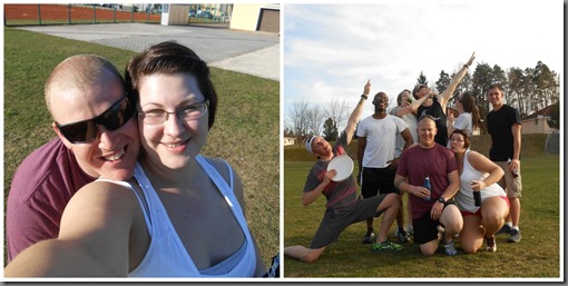 The weather was nice so we played Ultimate frisbee out side!