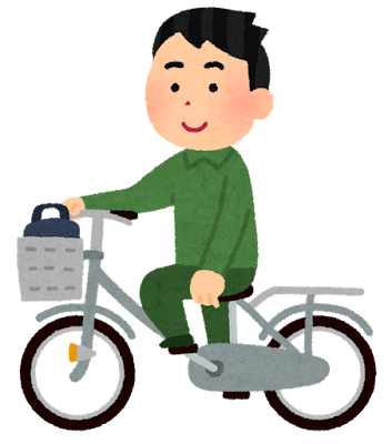 自転車の片手運転をする人のイラスト