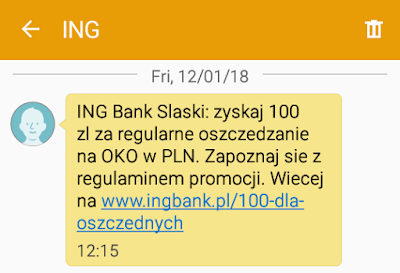 ING Bank Śląski - konto bankowe z premią do 240 zł styczeń 2018